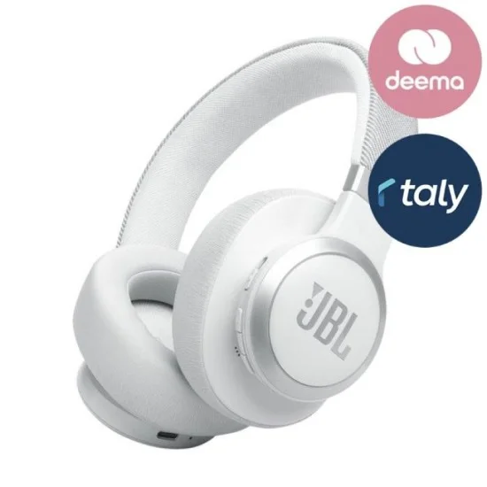 JBL Live 770NC Wireless On-Ear Headphones with True Adaptive Noise Cancelling – White
